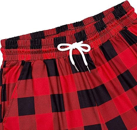 パンツセットアップ 格子柄ドローストリング付きゆったりルームウェアパンツ