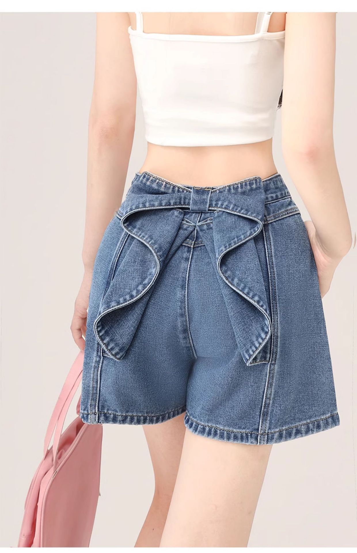 パンツセットアップ フリルデザイン デニムショートパンツ