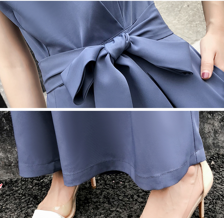 パンツセットアップ 優雅リボン結びワイドパンツセット