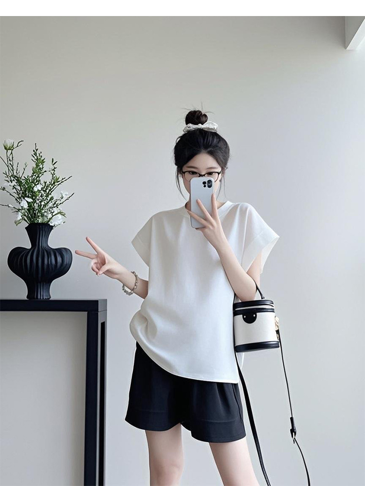 パンツセットアップ シンプル上品ショートセットアップ