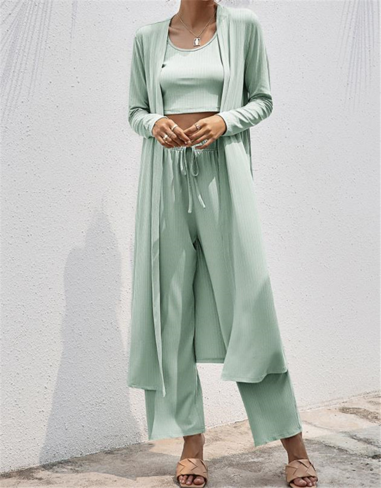 ゆったりワイドパンツセットアップ三点セット