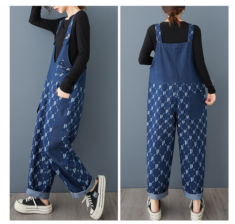 パンツセットアップ 幾何学模様サロペットパンツ