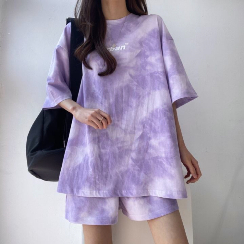 パンツセットアップ ムラ染め風ゆったりパンツセットアップ
