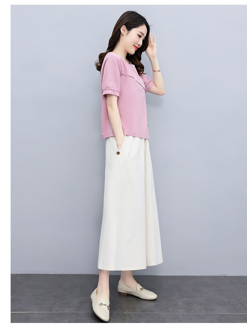 パンツセットアップ 斜めボタン装飾ワイドパンツセット