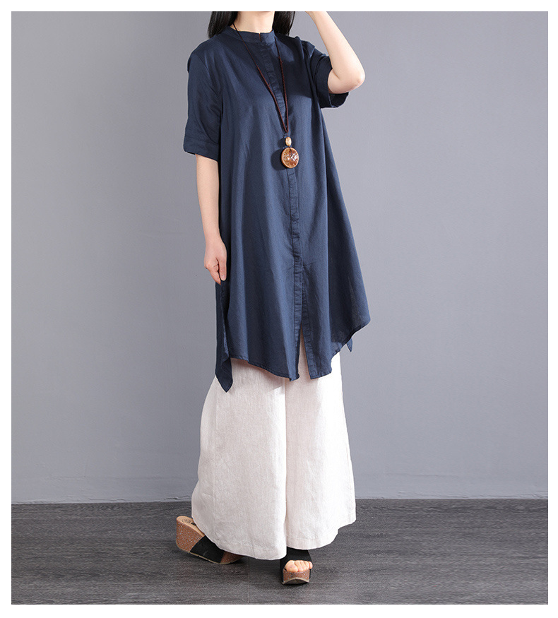 パンツセットアップ 非対称チュニックワイドパンツセット