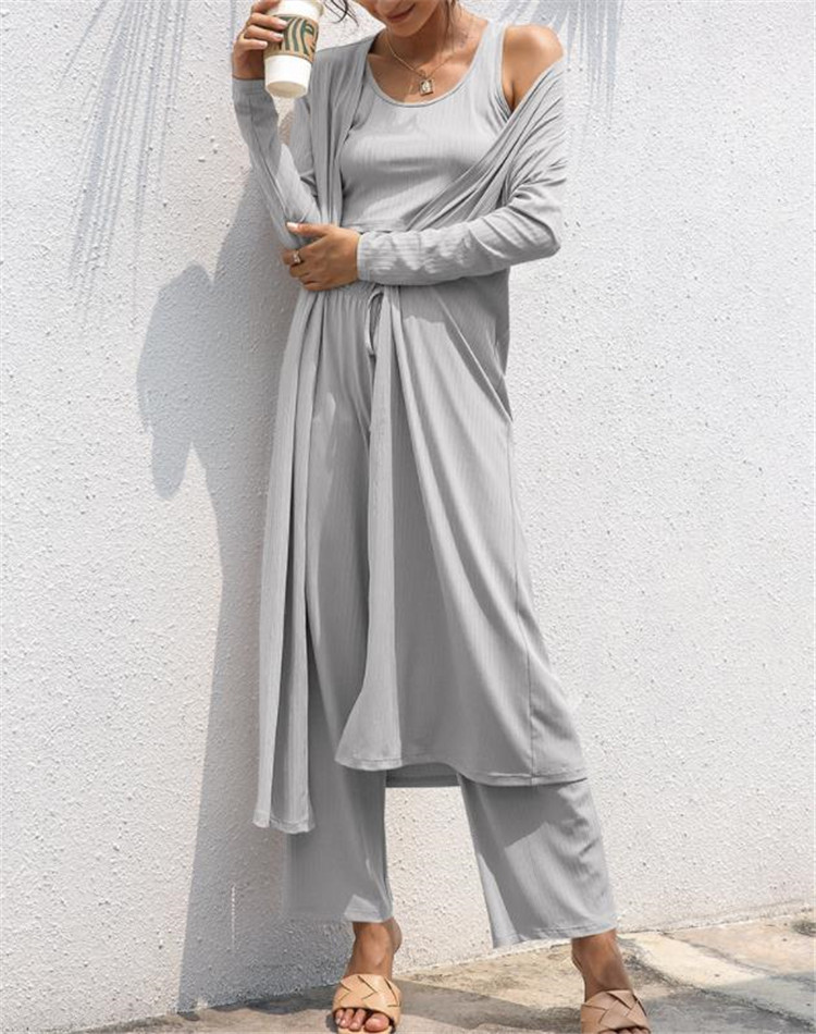 ゆったりワイドパンツセットアップ三点セット