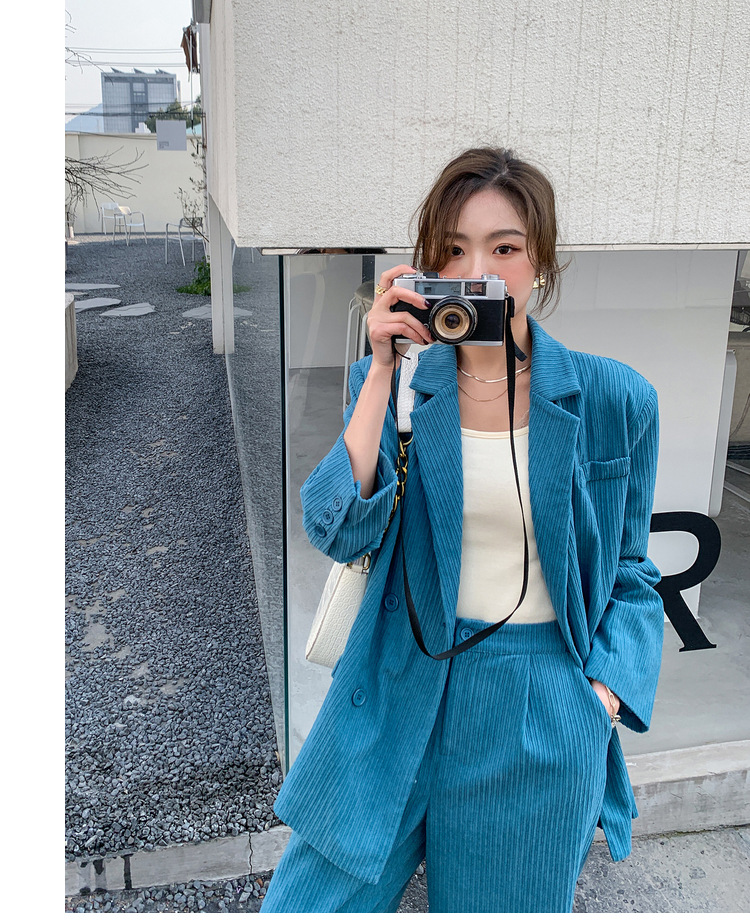 パンツセットアップ コーデュロイワイドパンツセットアップ