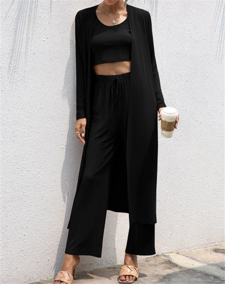 ゆったりワイドパンツセットアップ三点セット