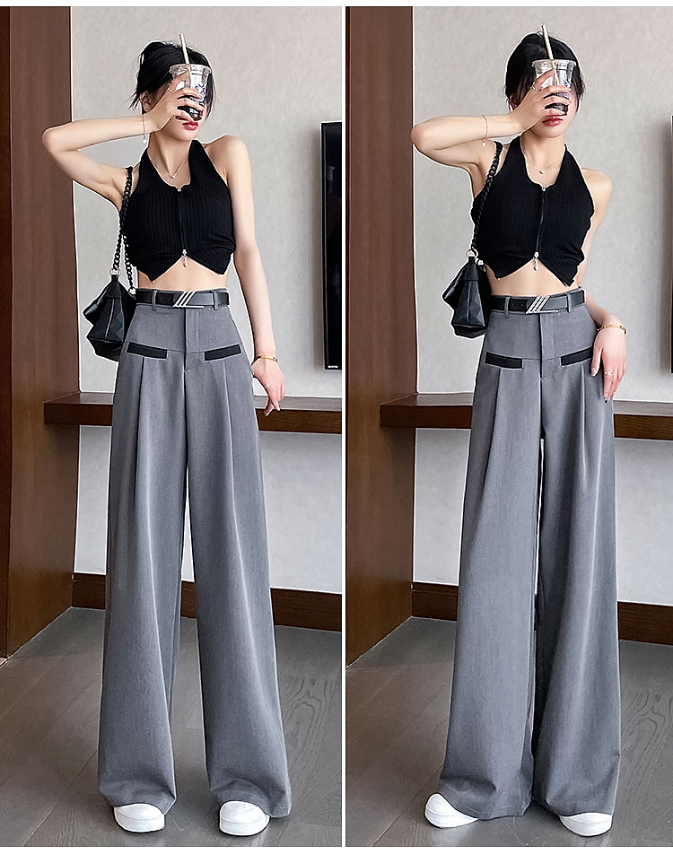 パンツセットアップ ポケット切替ハイウエストワイドパンツ