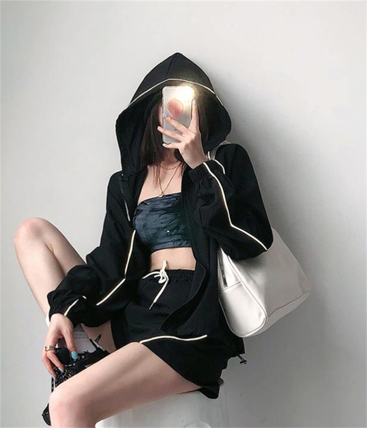 パンツセットアップ 夏用ショートパンツ上下セット フード付きカジュアル運動着