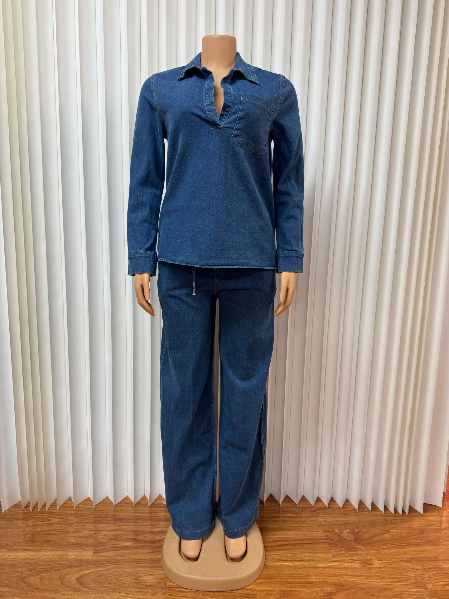 パンツセットアップ リラックスデニムプルオーバーセット