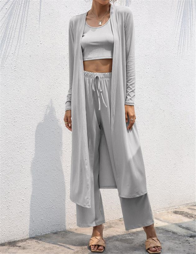 ゆったりワイドパンツセットアップ三点セット