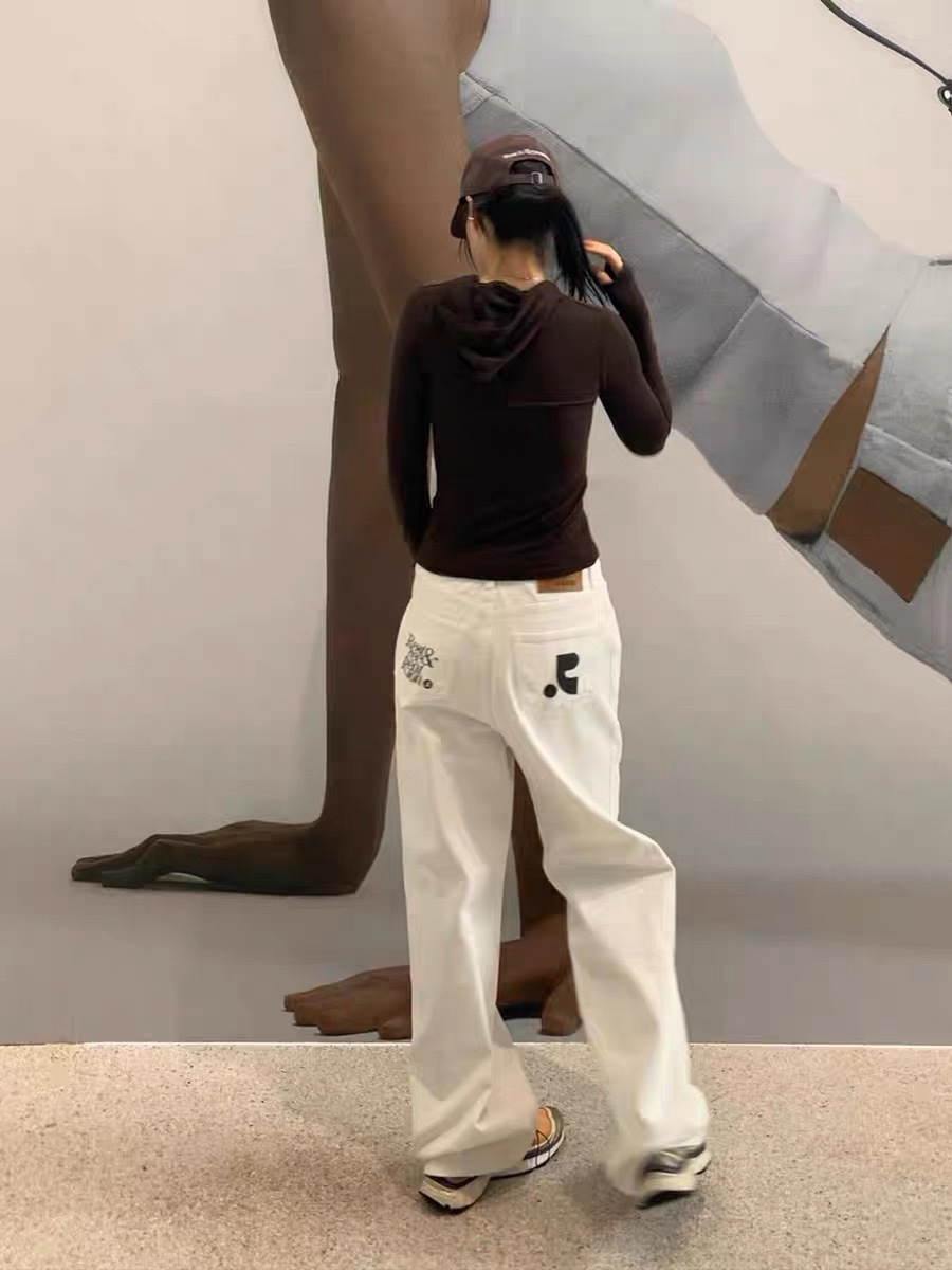パンツセットアップ ロゴ入りデニムワイドセットアップ