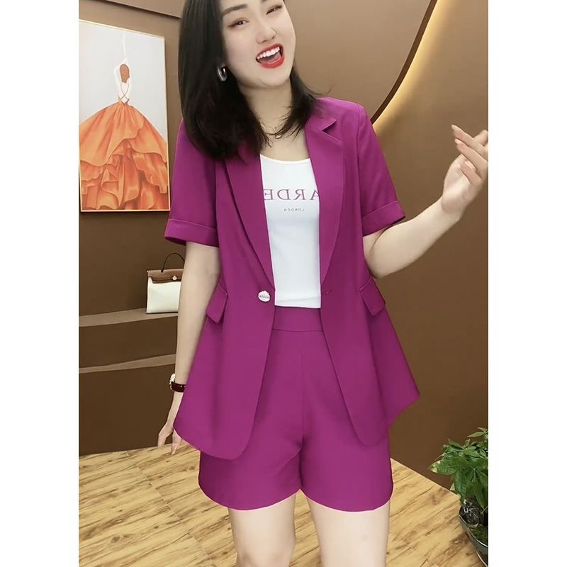 パンツセットアップ ゆったり半袖ジャケットショートパンツセット