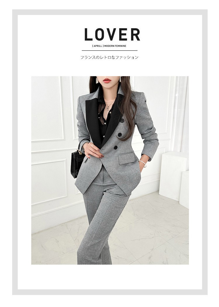 配色切替デザインテーラードジャケットパンツセットアップ