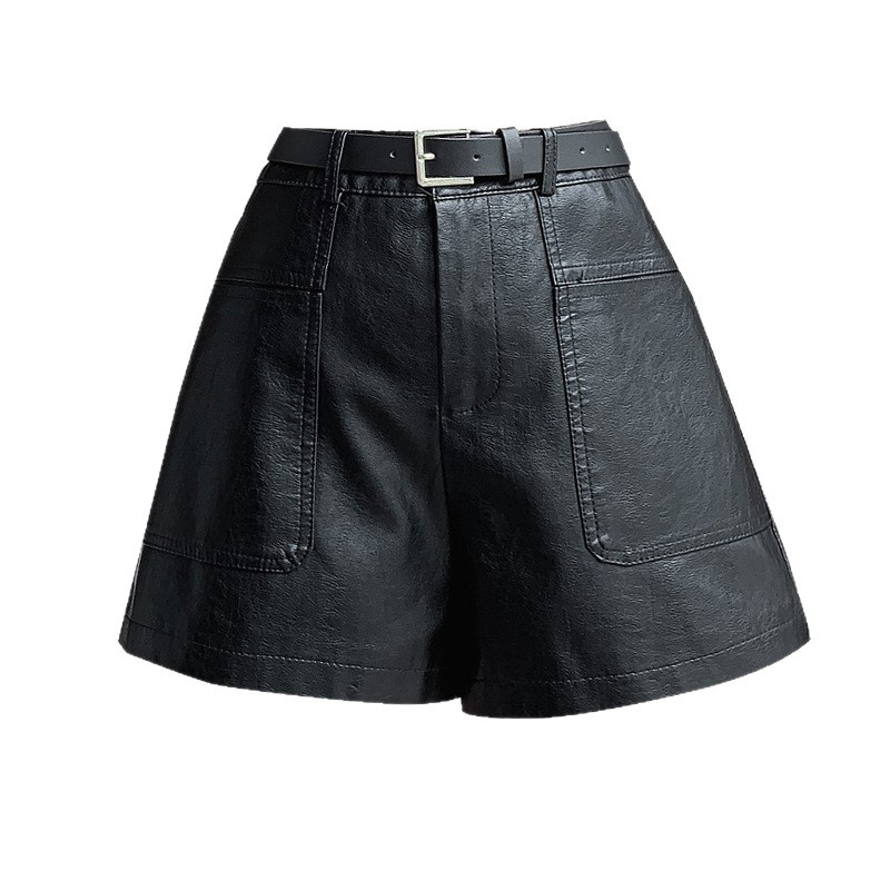 パンツセットアップ ベルト付きハイウエストショートパンツ