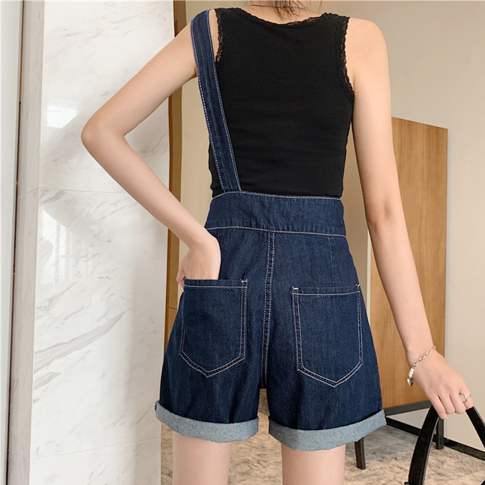 パンツセットアップ ワンショルダー デニム ショートサロペット