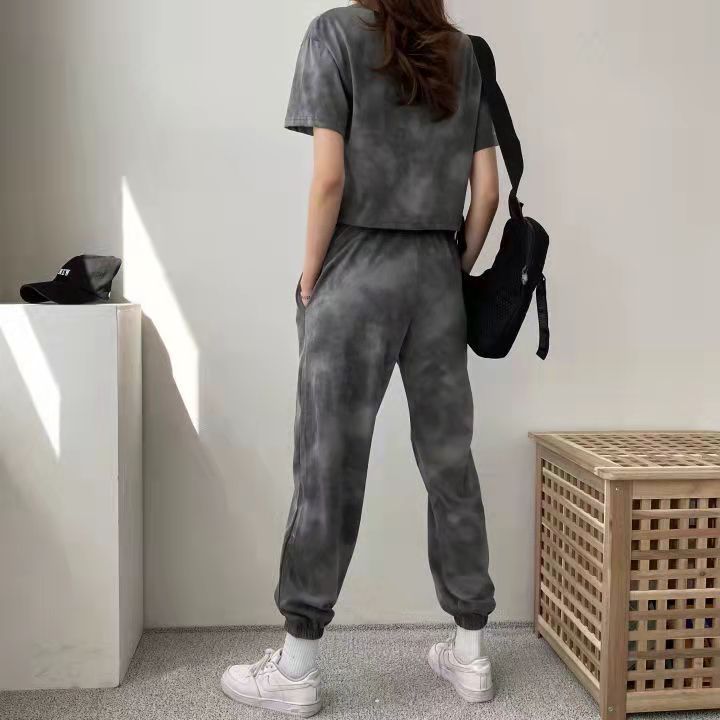 パンツセットアップ もやもや染め風ワイドセットアップ