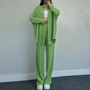 パンツセットアップ リラックスオーバーシャツワイドパンツ
