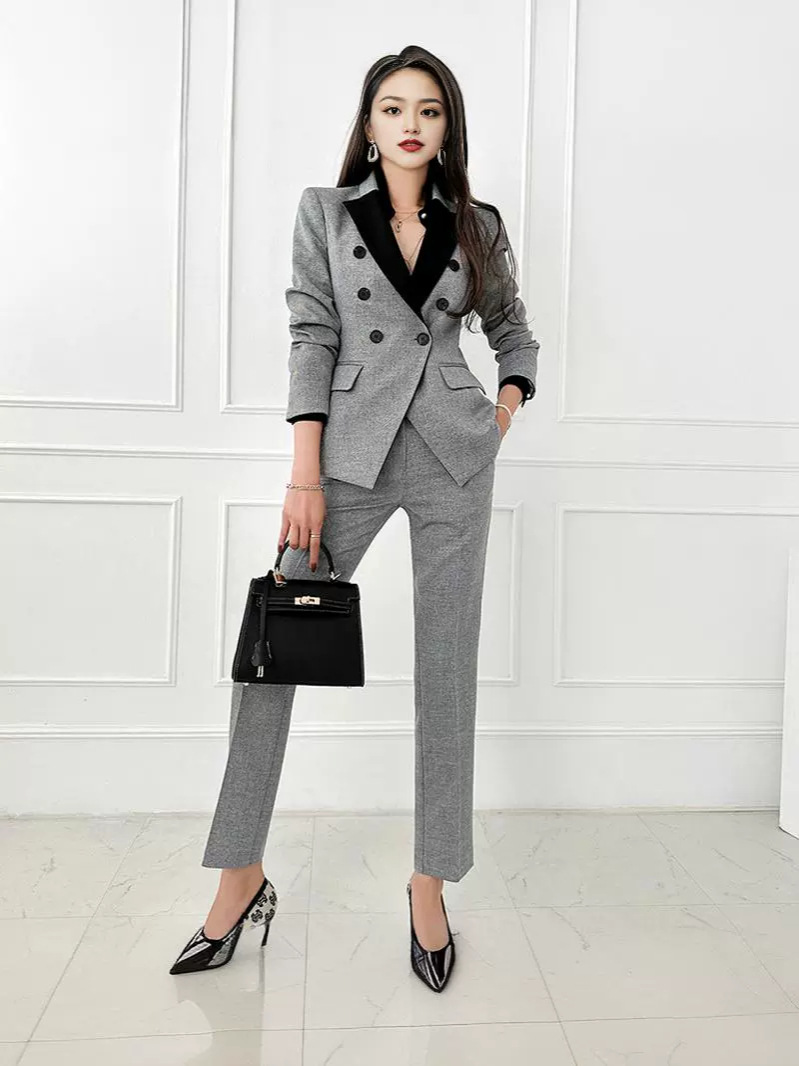 配色切替デザインテーラードジャケットパンツセットアップ