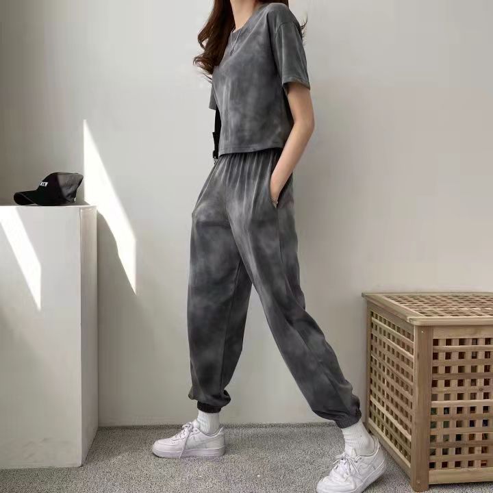 パンツセットアップ もやもや染め風ワイドセットアップ