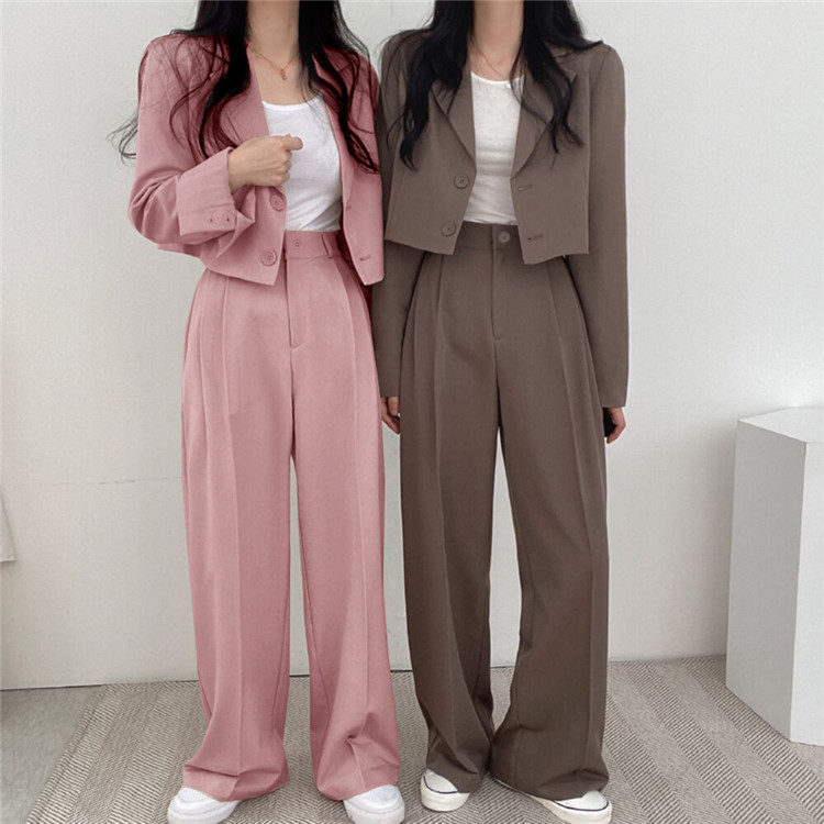 パンツセットアップ 上品シルエット ワイドパンツセット