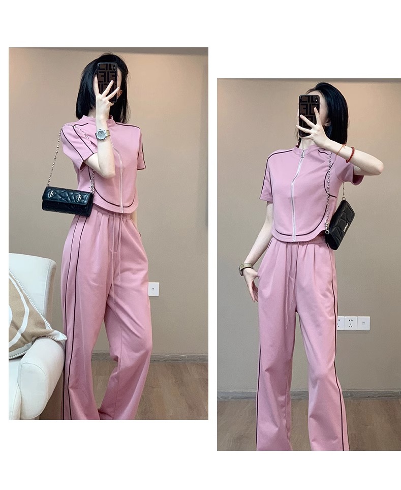 パンツセットアップ パイピングデザイン上品セットアップ