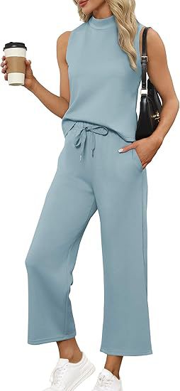パンツセットアップ ノースリーブ リラックスワイドパンツセット