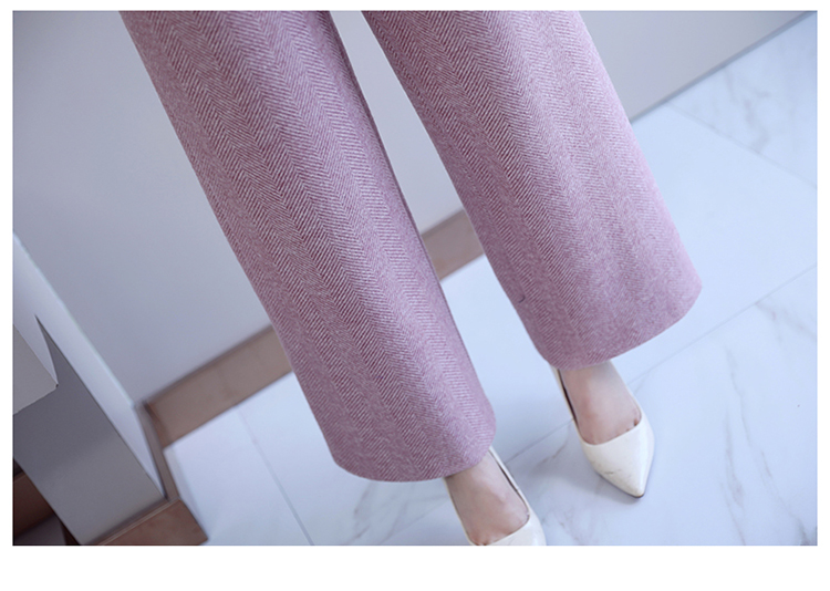 パンツセットアップ 上質ウール調ワイドパンツセットアップ