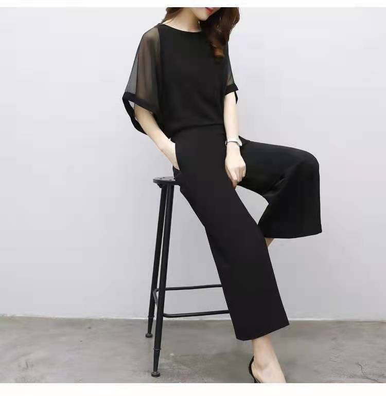 パンツセットアップ シアースリーブ ワイドパンツセットアップ