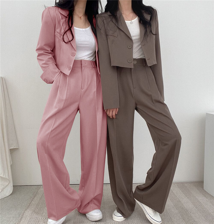 パンツセットアップ 上品シルエット ワイドパンツセット