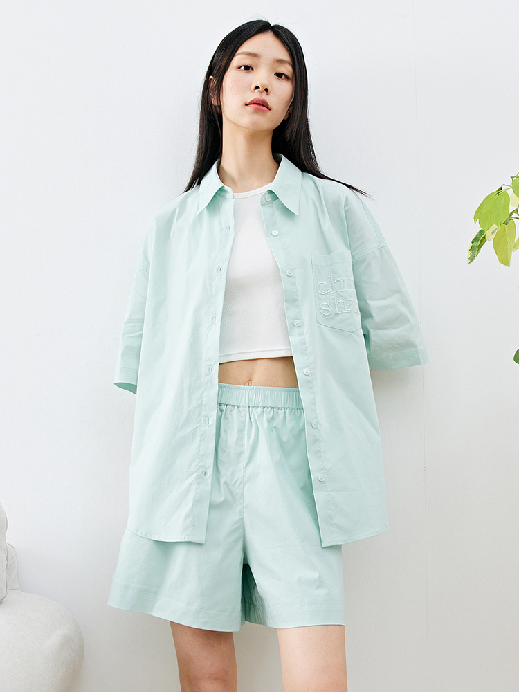 パンツセットアップ ショート ゆったりシルエットパンツセットアップ