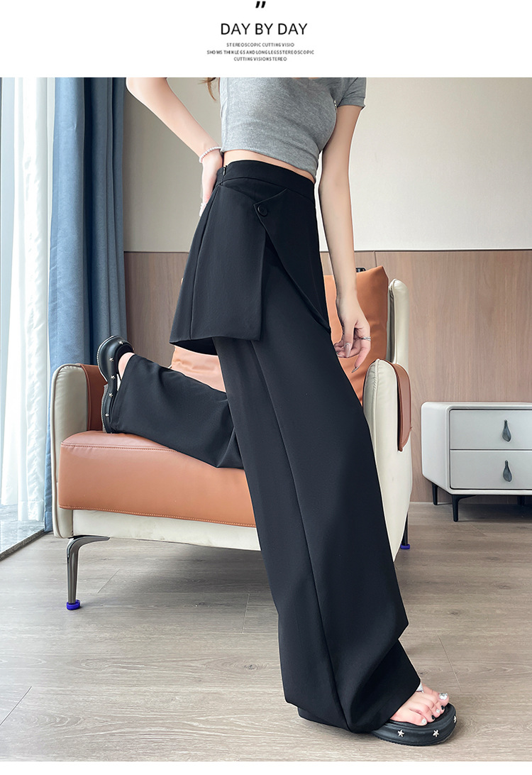 パンツセットアップ 重ね着風ラップデザインワイドパンツ