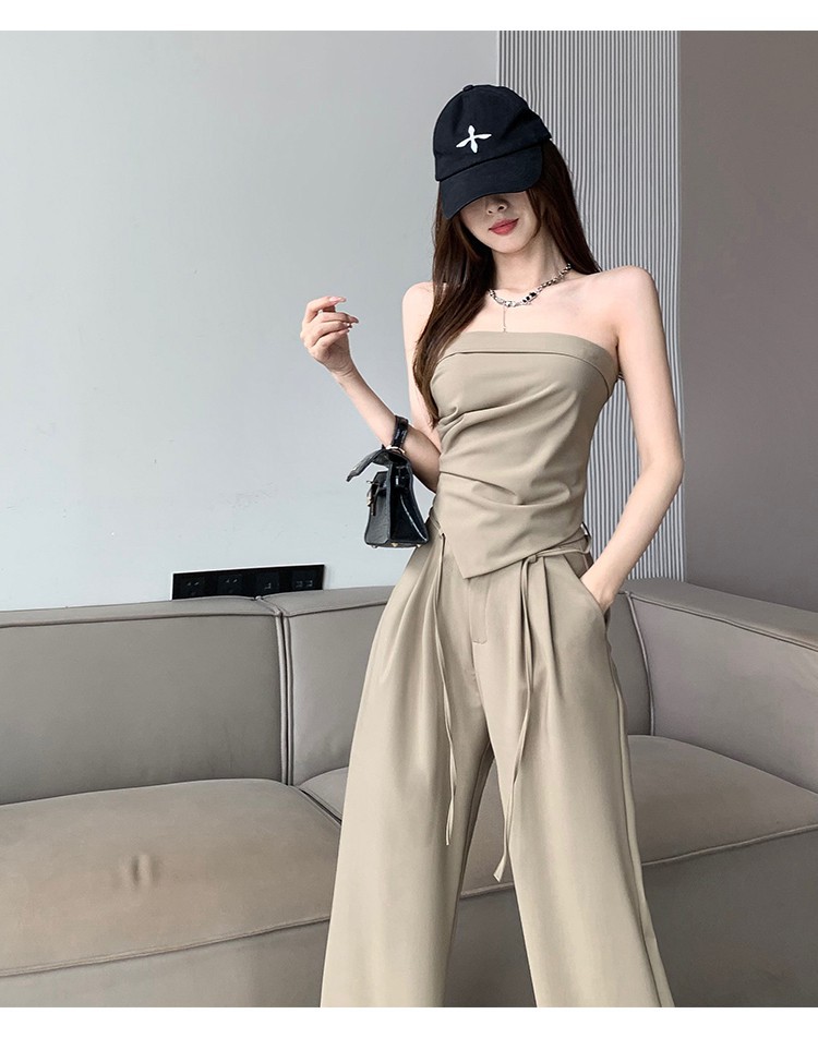 パンツセットアップ アシンメトリーベアトップセットアップ