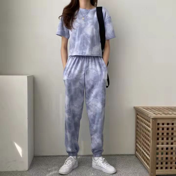 パンツセットアップ もやもや染め風ワイドセットアップ