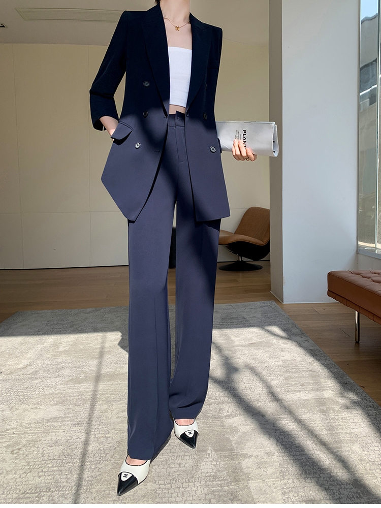 パンツセットアップ スーツ 七分袖ダブルジャケットセットアップ