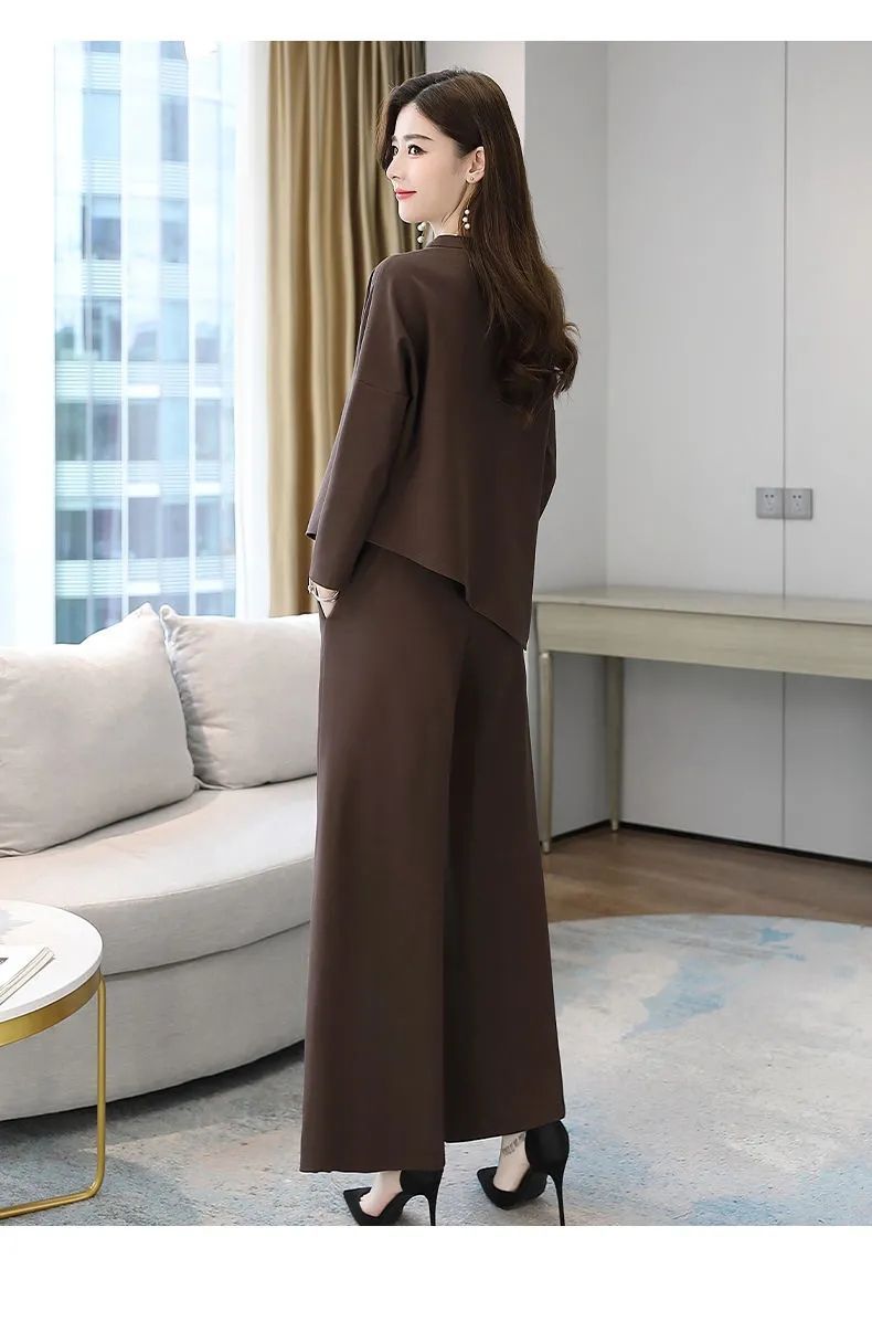 パンツセットアップ 上品ゆったりツーピースワイドパンツ