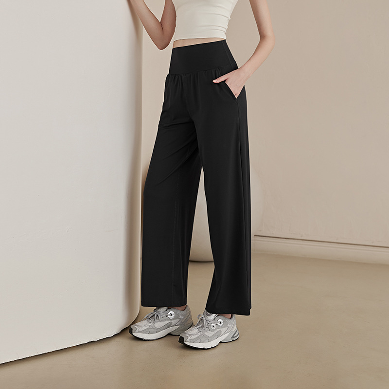 パンツセットアップ ハイウエストストレッチワイドパンツ