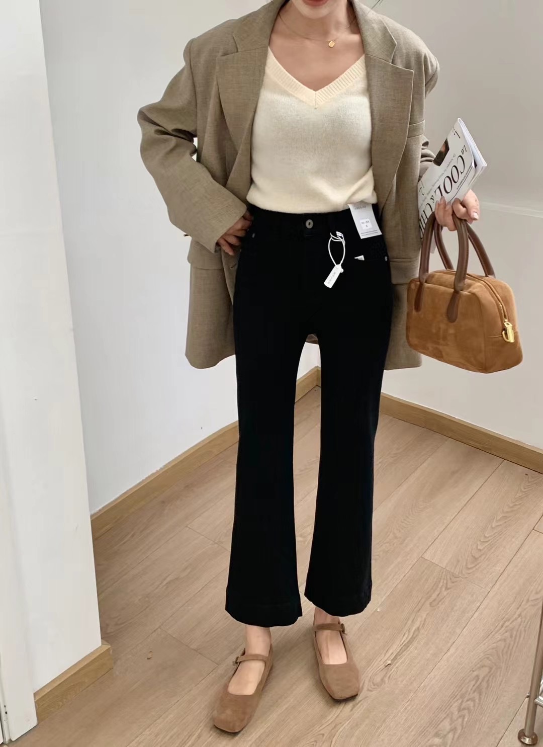 パンツセットアップ ハイウエストワイドデニムパンツ