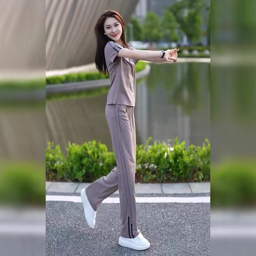 パンツセットアップ 半袖ポロシャツワイドパンツセット