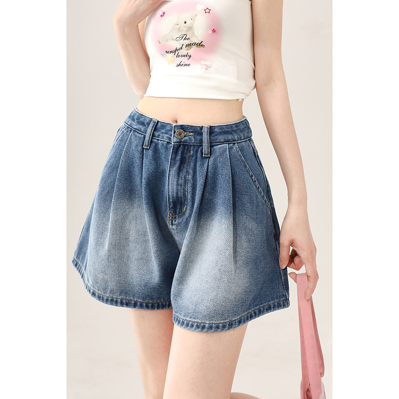 パンツセットアップ フリルデザイン デニムショートパンツ