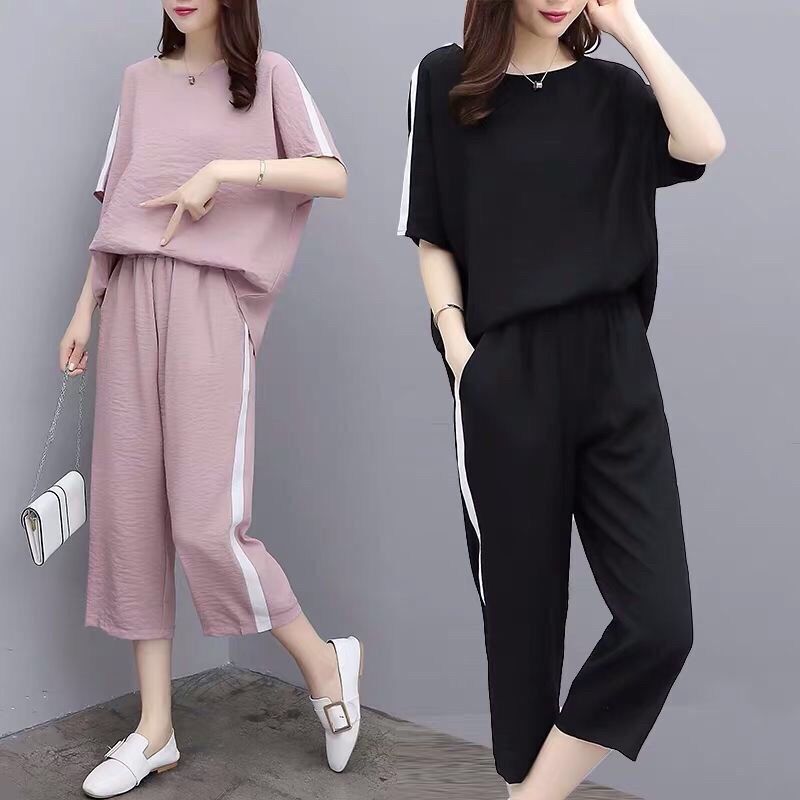 パンツセットアップ サイドラインゆったりパンツセット