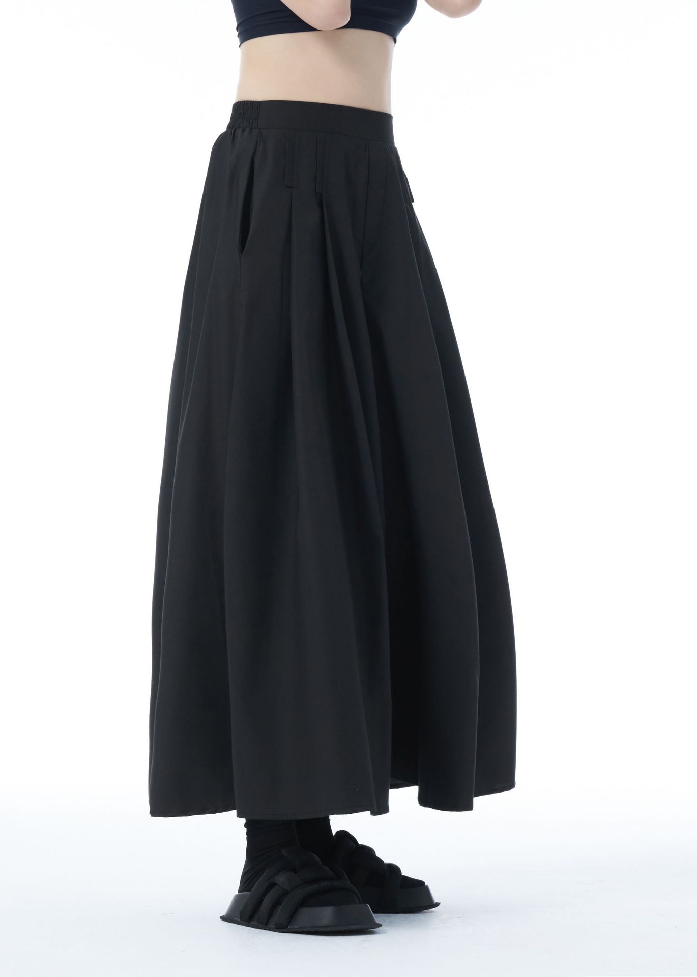 パンツセットアップ 雰囲気たっぷり極上袴風ワイドパンツ