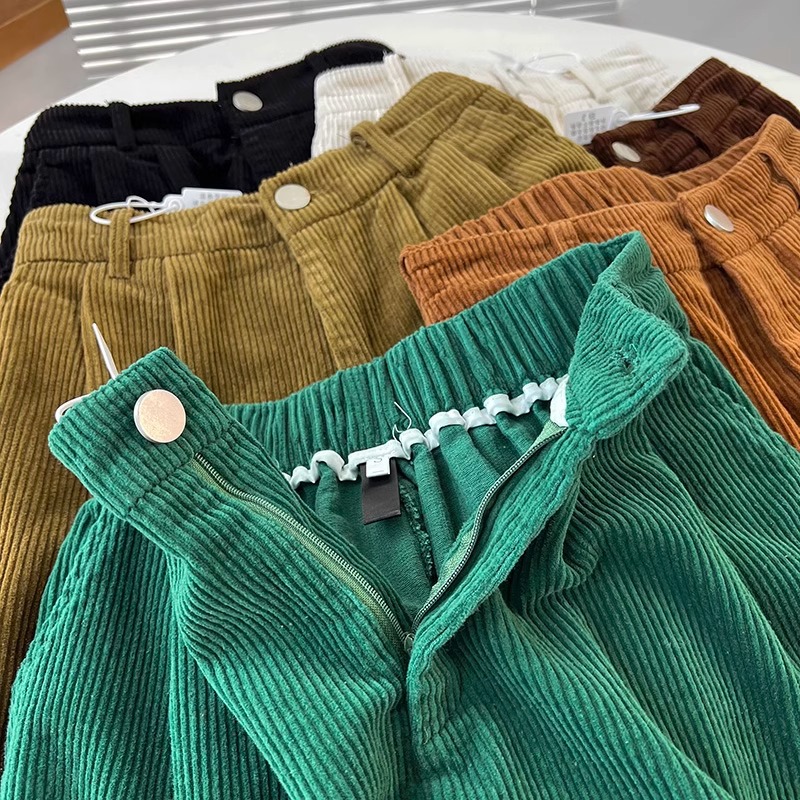 パンツセットアップ コーデュロイプリーツワイドショート