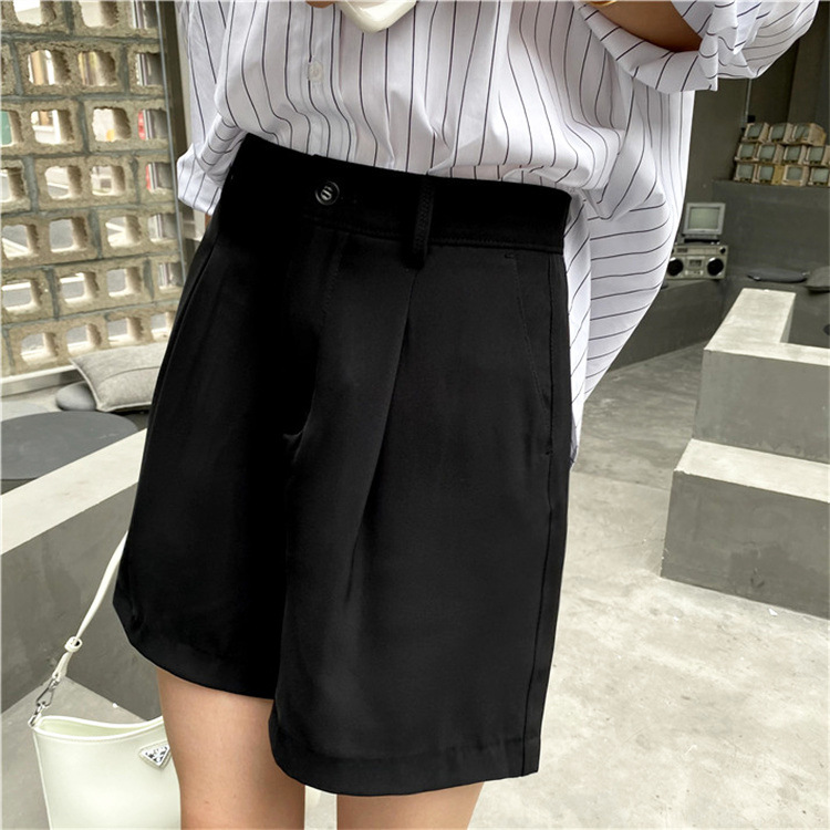 パンツセットアップ 上品シルエット タックショートパンツ