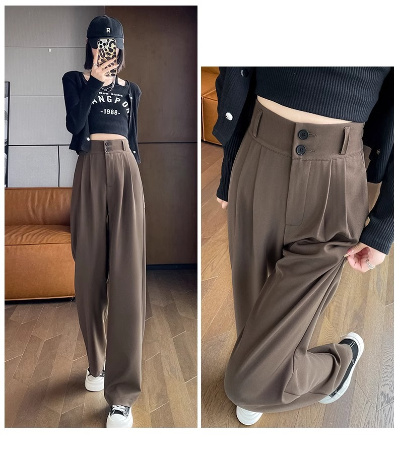 パンツセットアップ ハイウエストタックワイドパンツ
