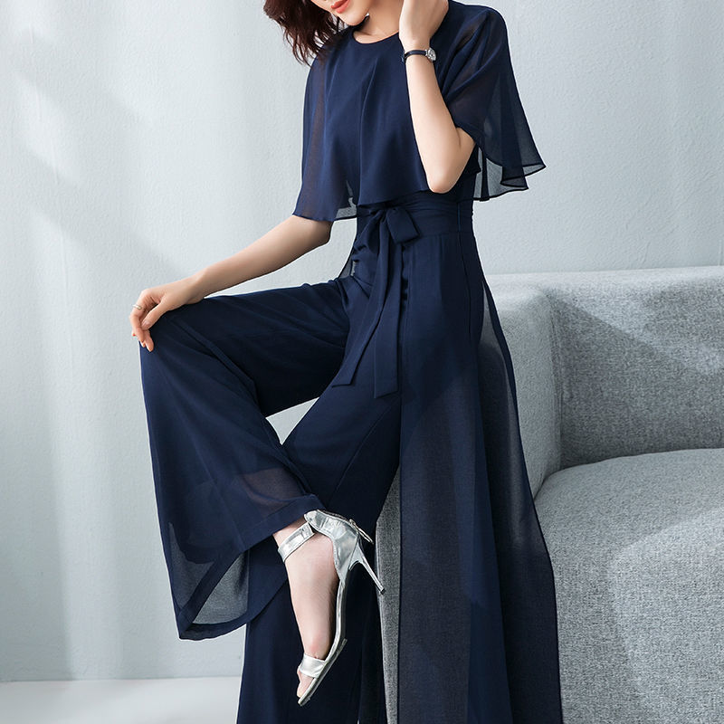 パンツセットアップ シフォン重ね華麗パンツセットアップ