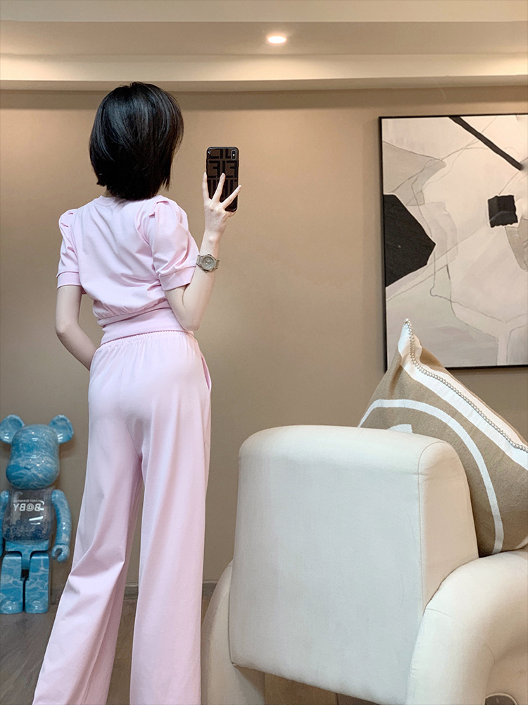 パンツセットアップ やわらか素材ワイドパンツセットアップ