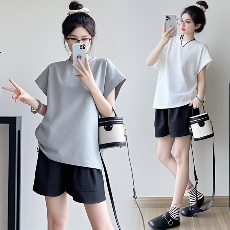 パンツセットアップ シンプル上品ショートセットアップ