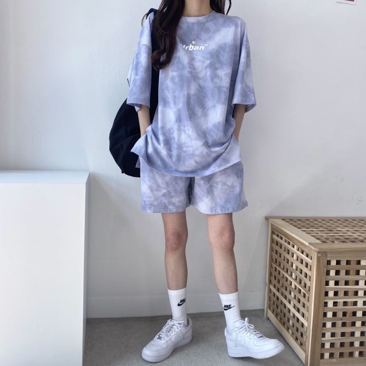 パンツセットアップ ムラ染め風ゆったりパンツセットアップ